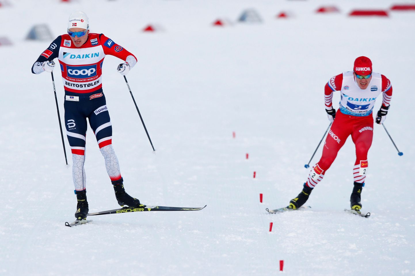 Finn-Hagen Krogh ja Andrei Melnišenko lõpusirgel võidu nimel heitlemas.