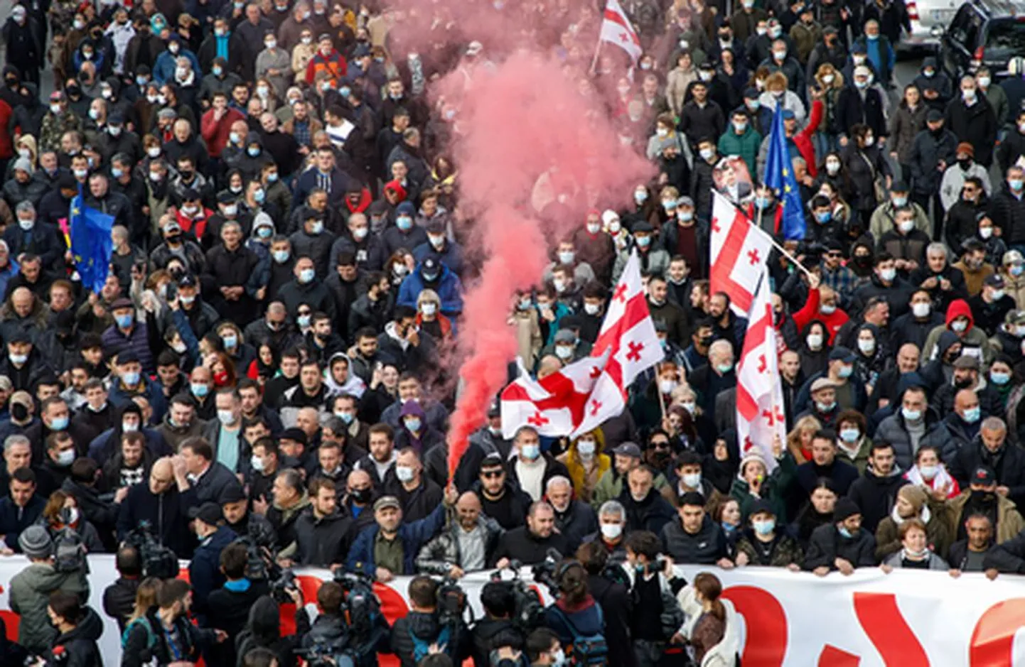 Mihheil Saakašvili toetajad Thbilisis.