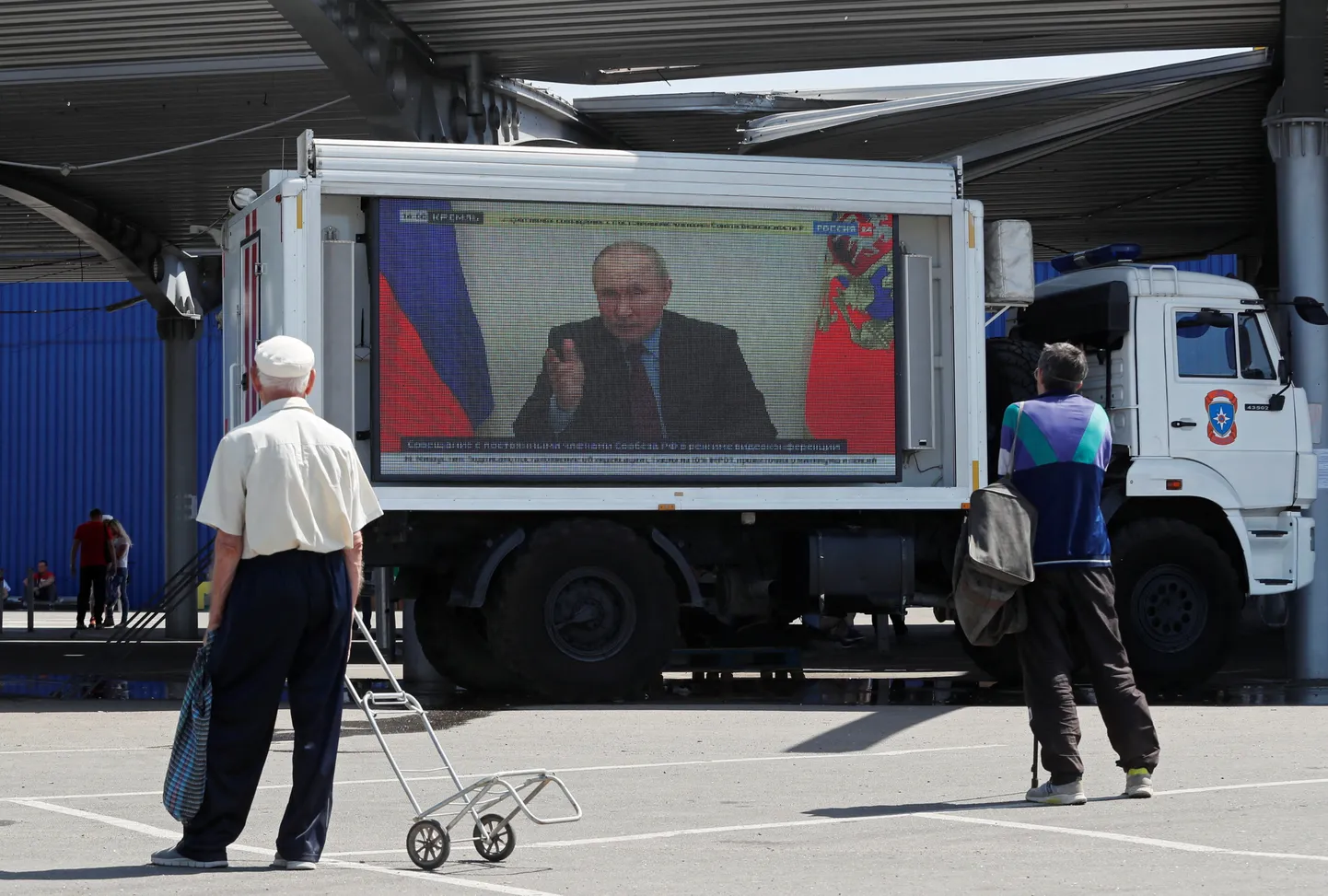 Venemaa president Vladimir Putin oma sõnumit edastamas.