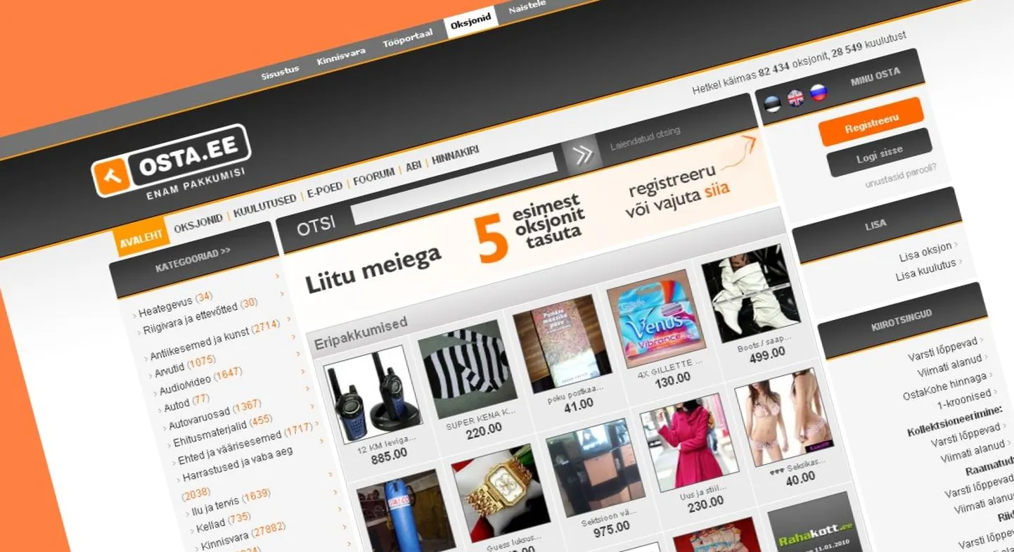 Eesti populaarseim internetioksjoni keskkond osta.ee.