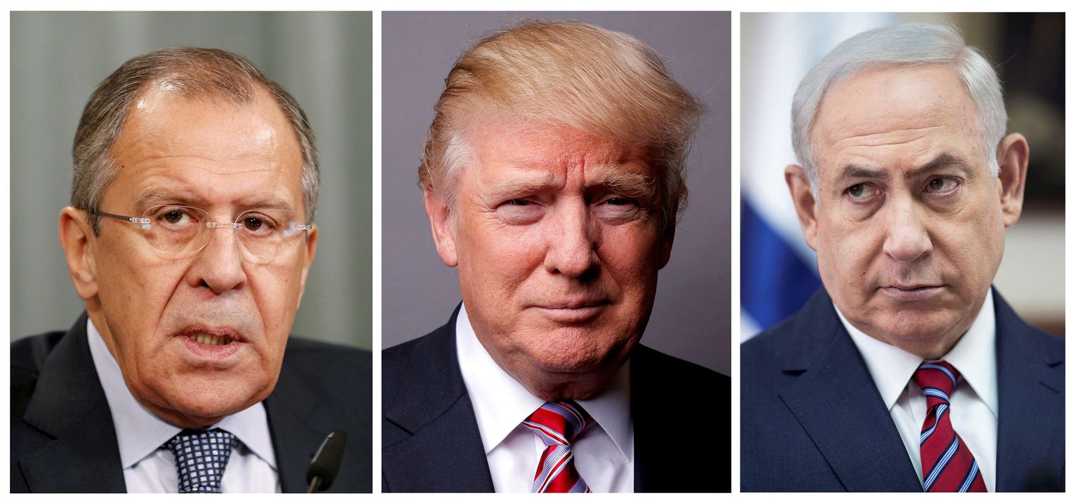 ISISe terroriohu inforing: Iisraeli peaminister Benjamin Netanyahu (paremal),USA president Donald Trump ja Vene välisminister Sergei Lavrov.