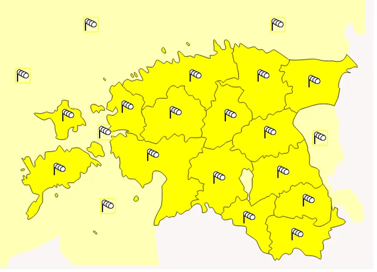 lmateenistus andis tugeva tuule pärast tervele Eestile esimese taseme hoiatuse.