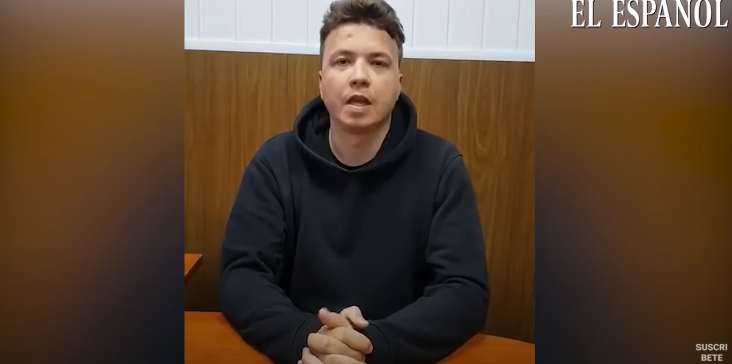 Valgevene opositsiooniaktivist Raman Pratasevitš videol, mis on tehtud pärast ta kinnivõtmist
