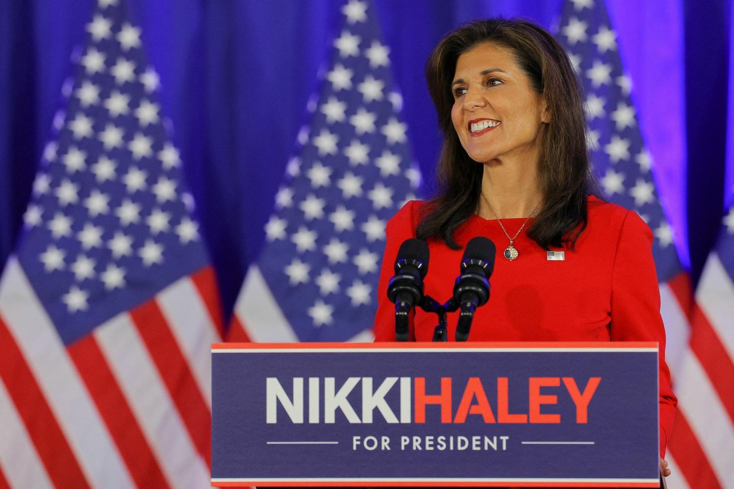 Nikki Haley teatamas kolmapäeval presidendikampaania lõpetamisest.