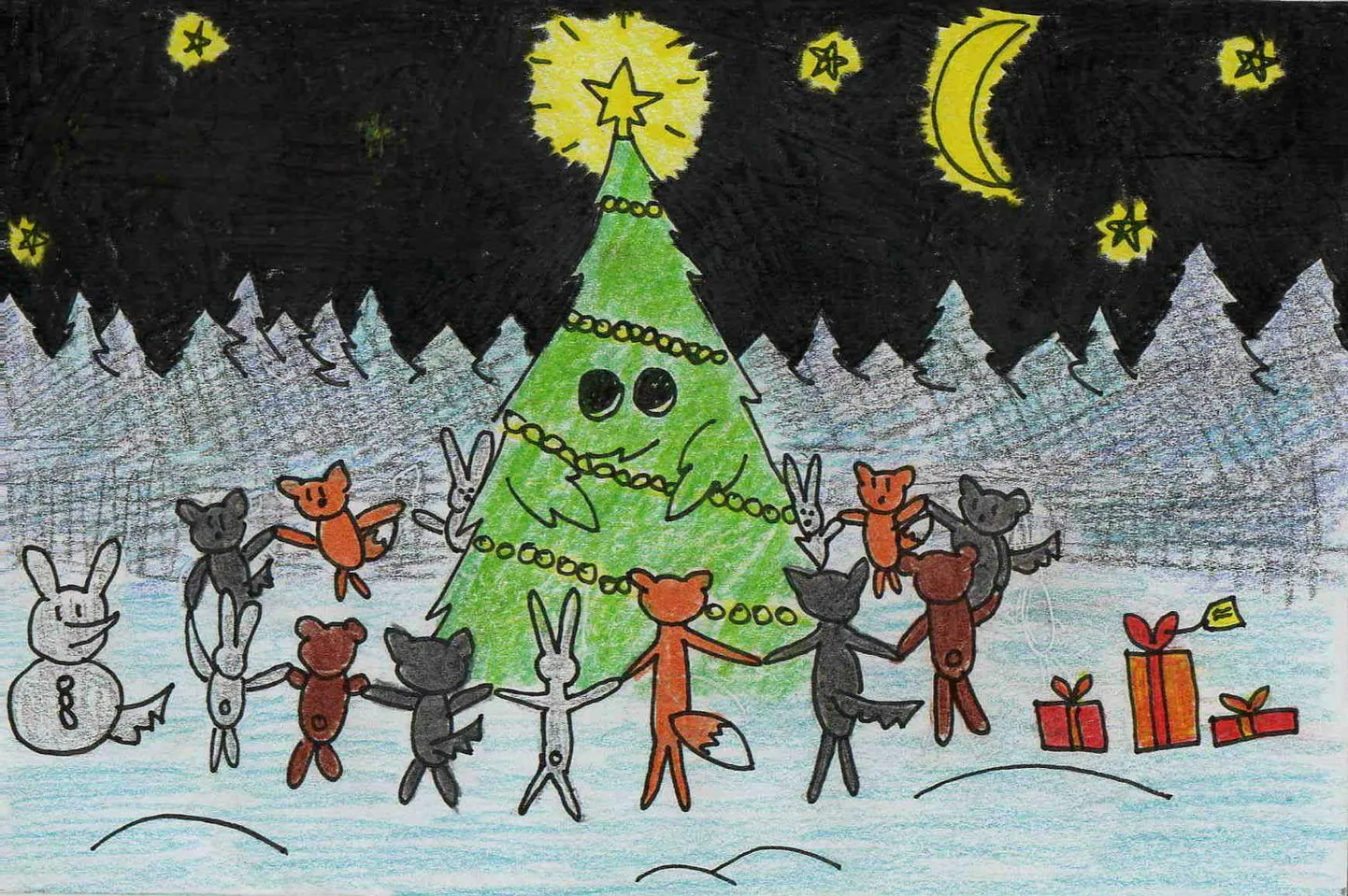 Viimati oli metsapostkaardi joonistuskonkursi teema seotud jõuludega 2018. aasta. Joonistuse autor on Marta Joonas.