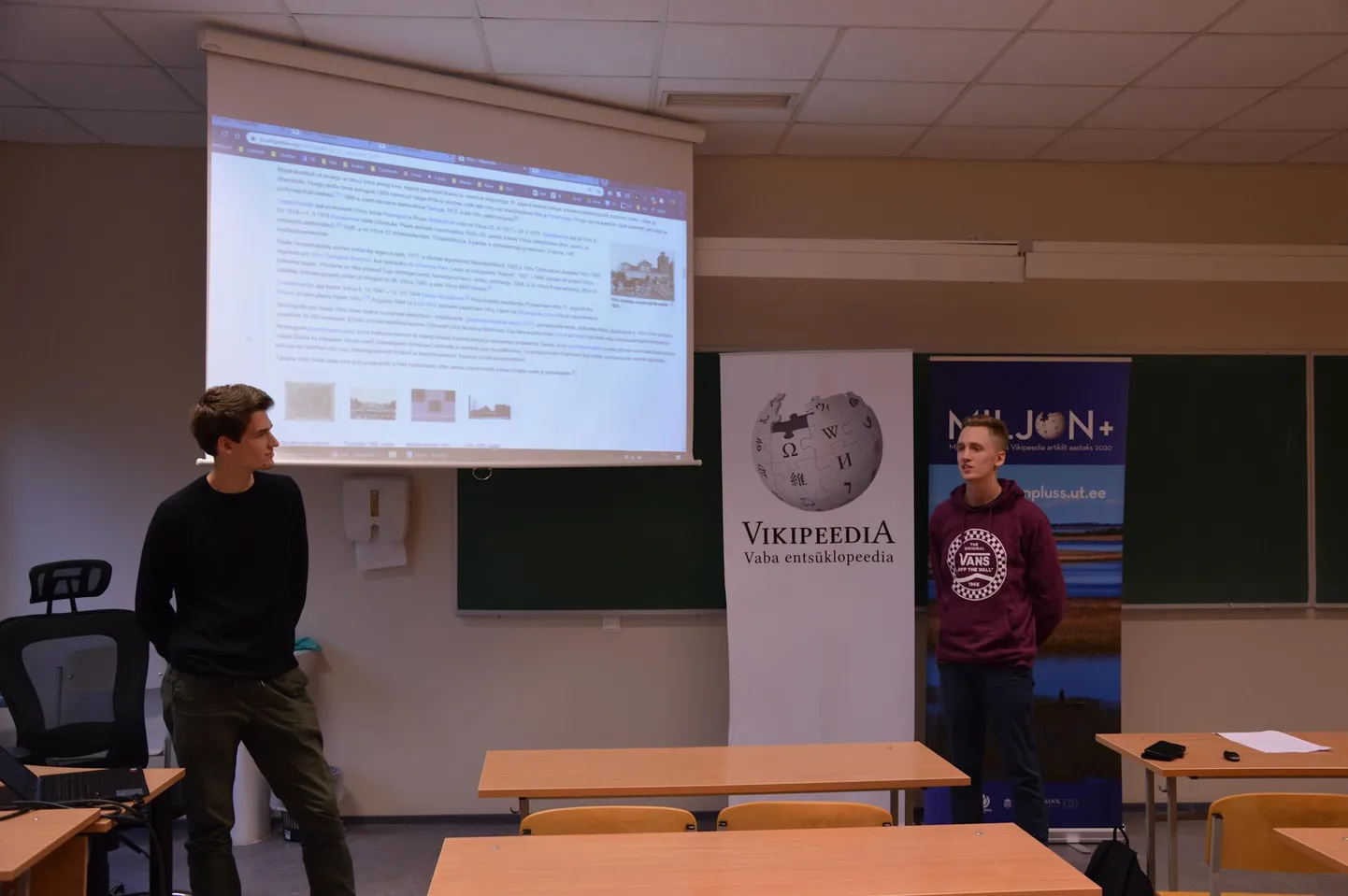 Kris-Robin Sirge Võru-teemalise Vikipeedia artikli esitlusel