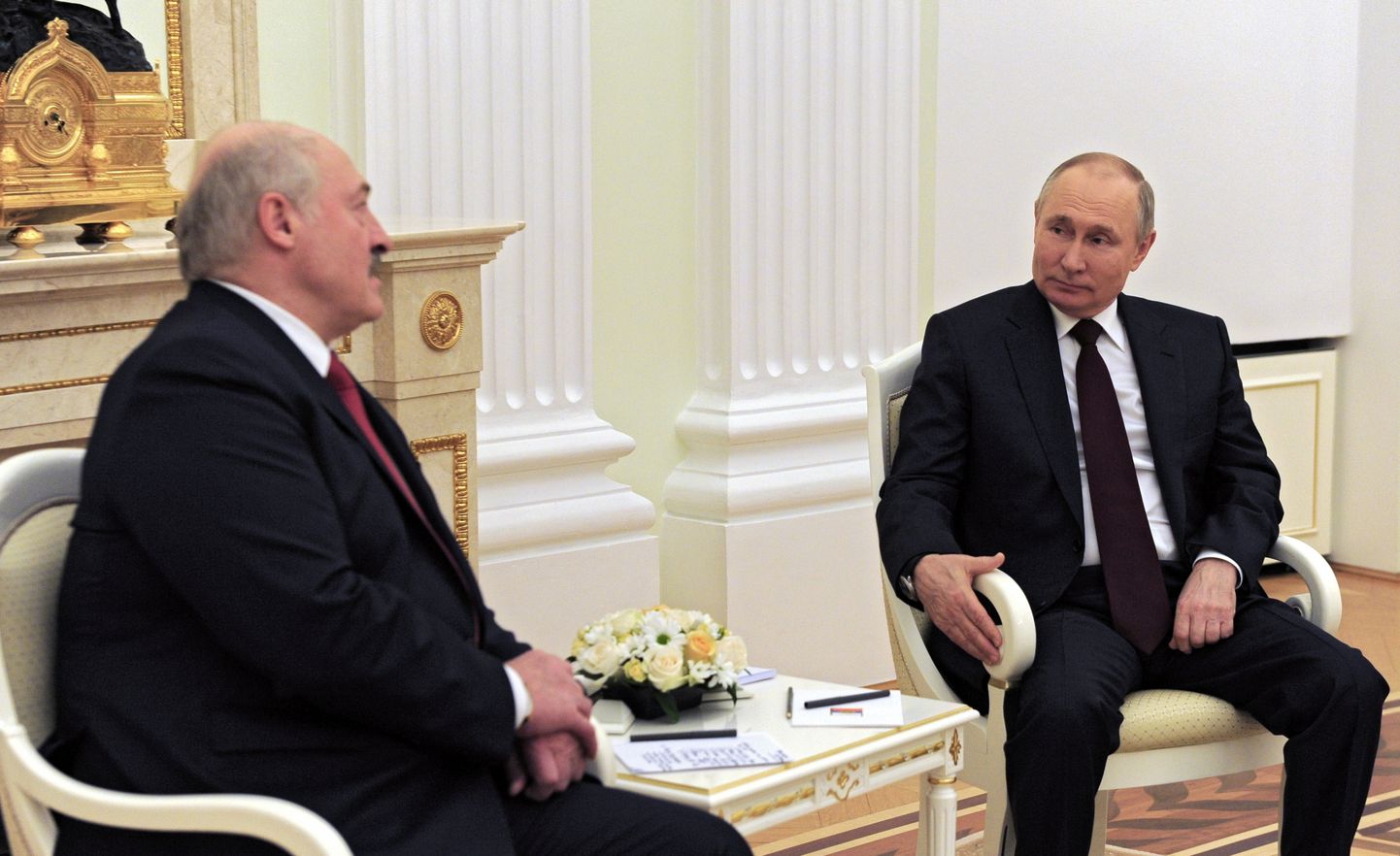 Baltkrievijas prezidents Aleksandrs Lukašenko, Krievijas prezidents Vladimirs Putins.