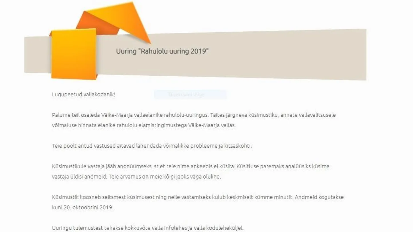 Väike-Maarja vallavalitsus uurib küsitluse abil vallarahvalt, mida nad kohalikust elust arvavad.