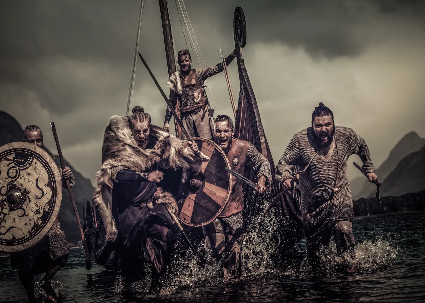 Arvutijoonistus, millel on kujutatud viikingeid