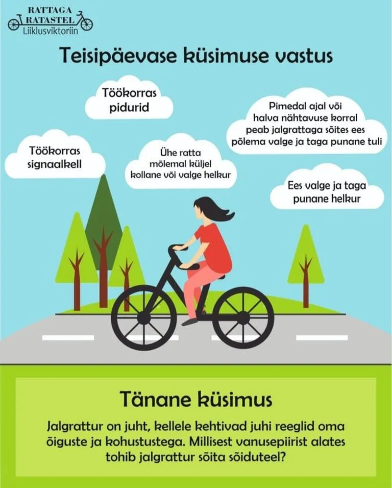 Vastus eelmise päeva küsimusele töökorras ratta kohta ning uus viktoriiniküsimus