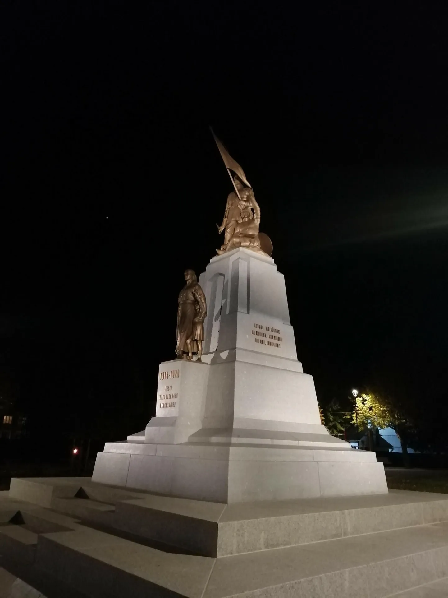 Viljandimaa vabadussõjas langenute mälestussammas on nüüd pimedas valgustatud.