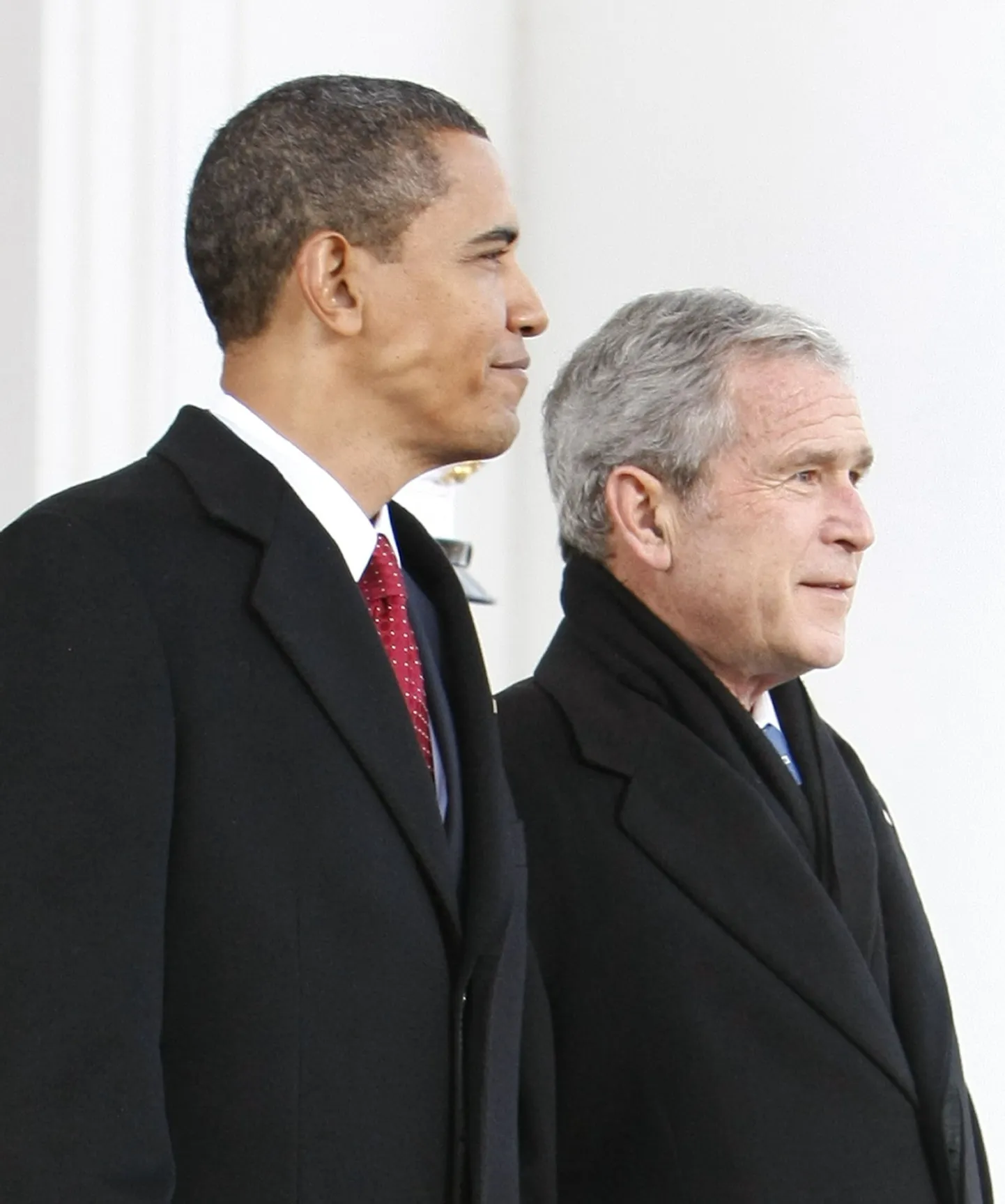 Uus president ja vana president. Barack Obama ja George W. Bush.