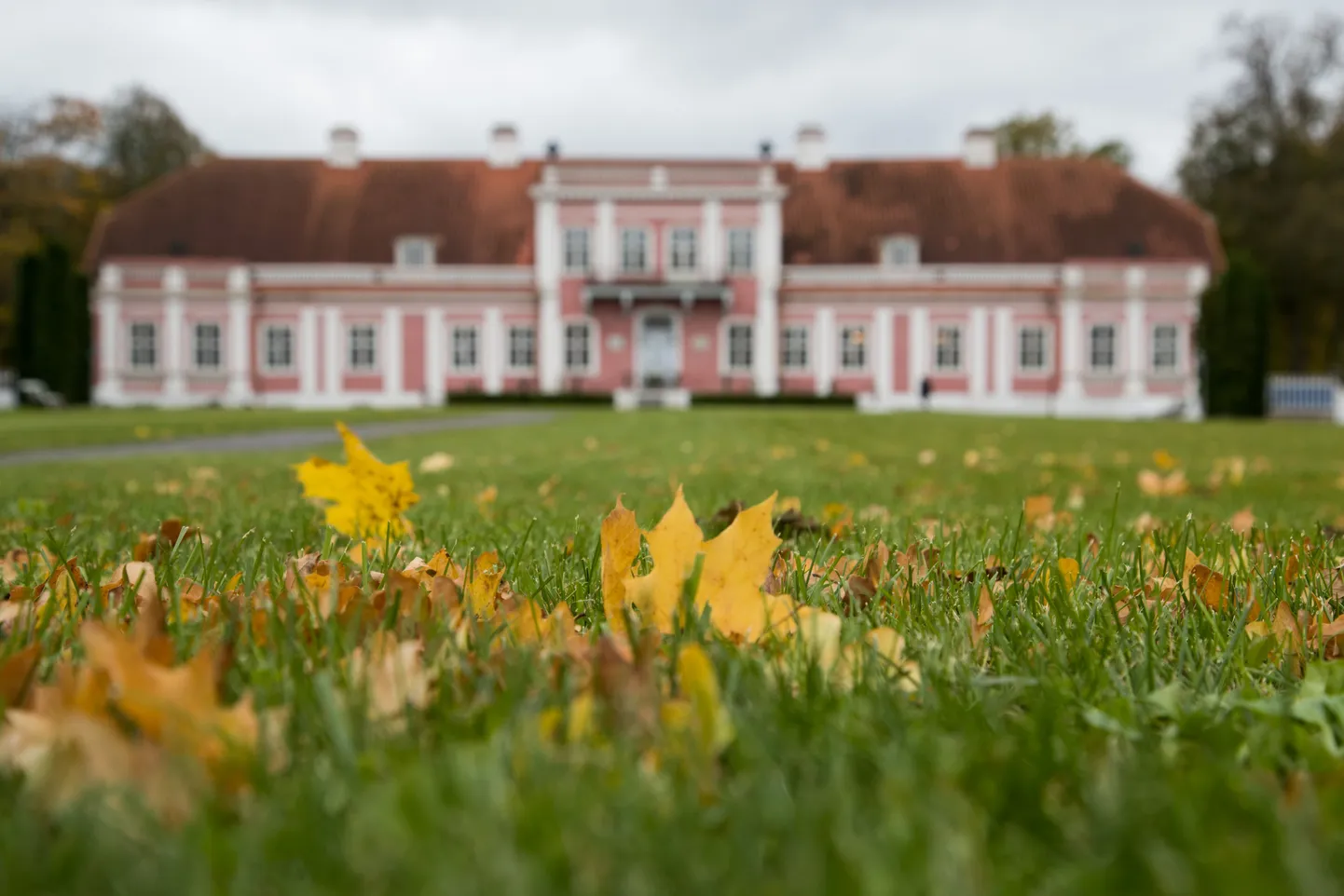 Sügisvärvides mõisapark.