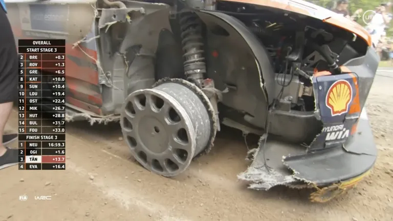 Ott Tänaku rehvipurunemine Rally Estonia 3. kiiruskatsel.