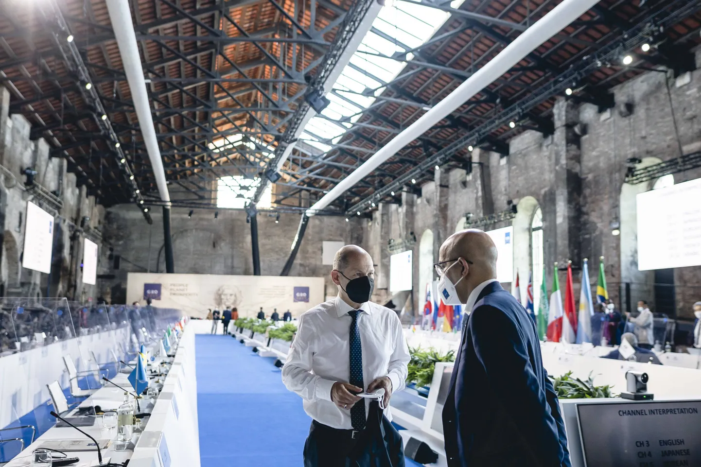 G20 rahandusministrite ja keskpangajuhtide kohtumine Veneetsias, esiplaanil Saksa rahandusminister Olaf Scholz.