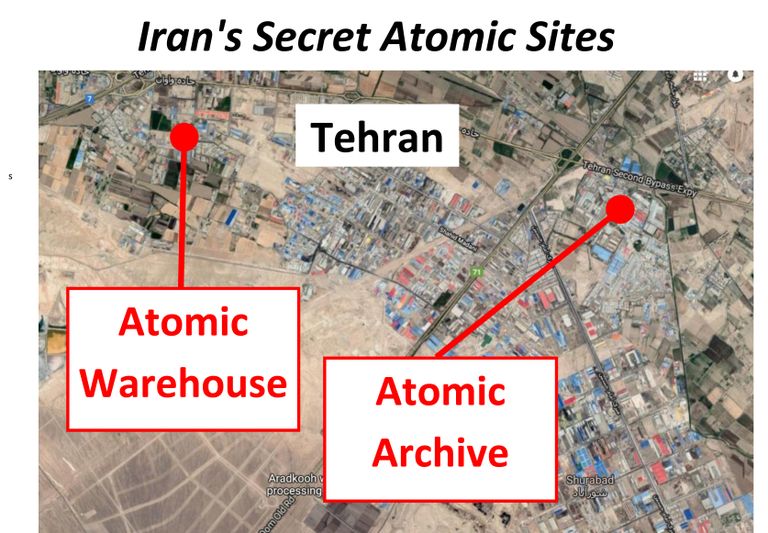 Iisraeli peaministri Benjamin Netanyahu poolt avalikustatud kaart paljastas väidetava Iraani tuumalao asukoha.