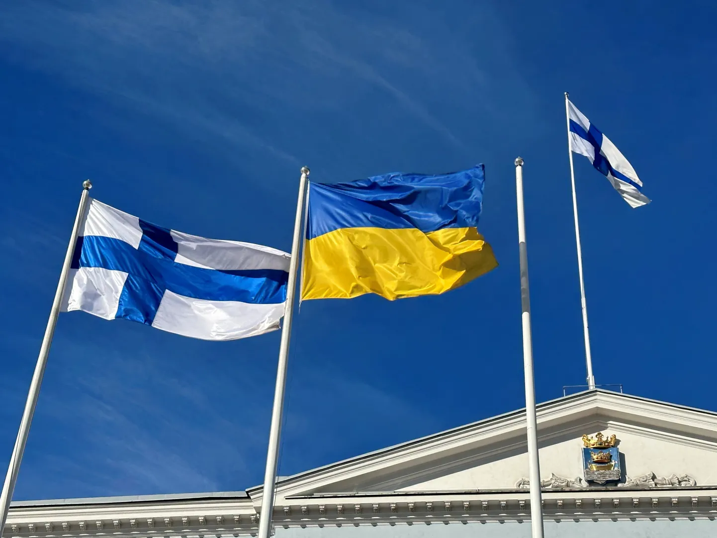 Флаги Финляндии и Украины.
