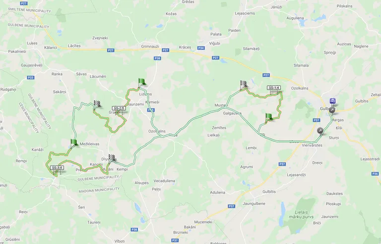 Rallija Sarma 2022 ātrumposmu karte