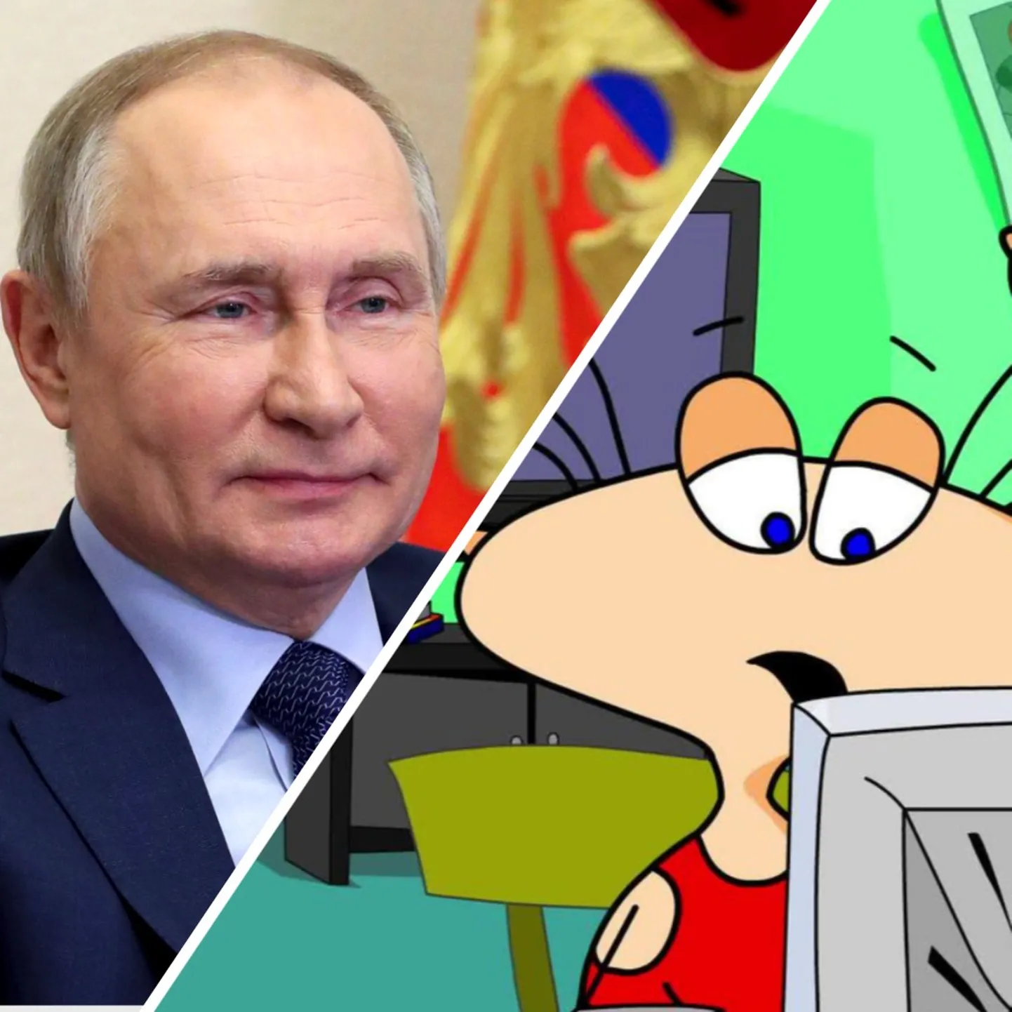 Владимир Путин (слева), Масяня (справа)