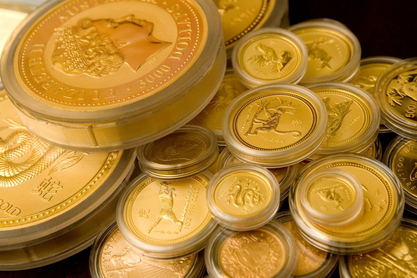 Kuldmündid Tavid valuutavahetuses.