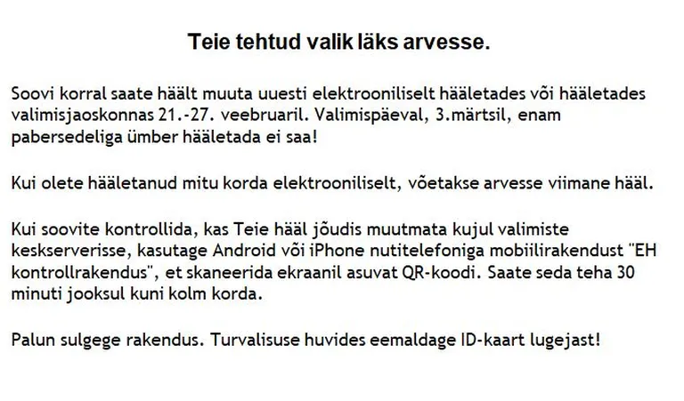 Kuvatõmmis e-valimisest.