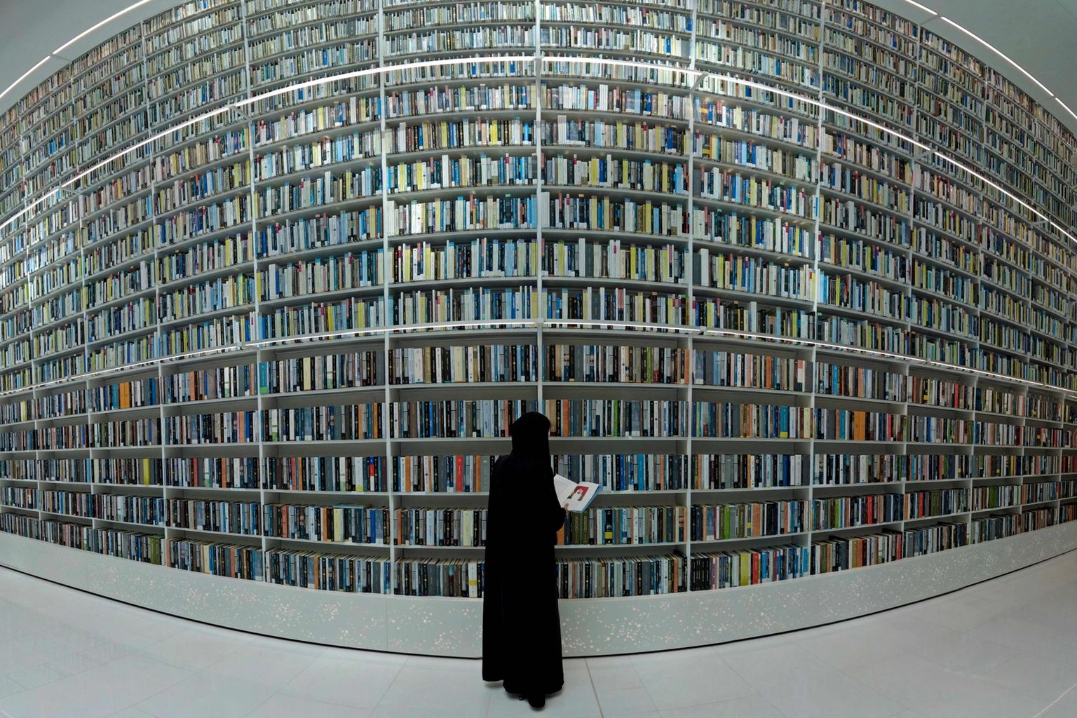 Külastaja vaatab raamatut 16. juunil 2022 Dubais avatud Mohammed Bin Rashidi raamatukogus.