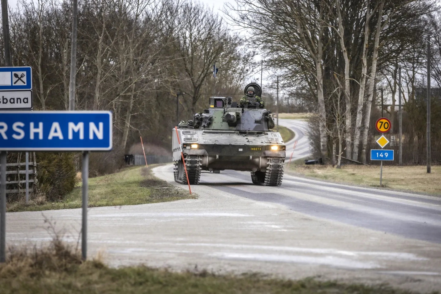Soomuk Visby tänavatel.