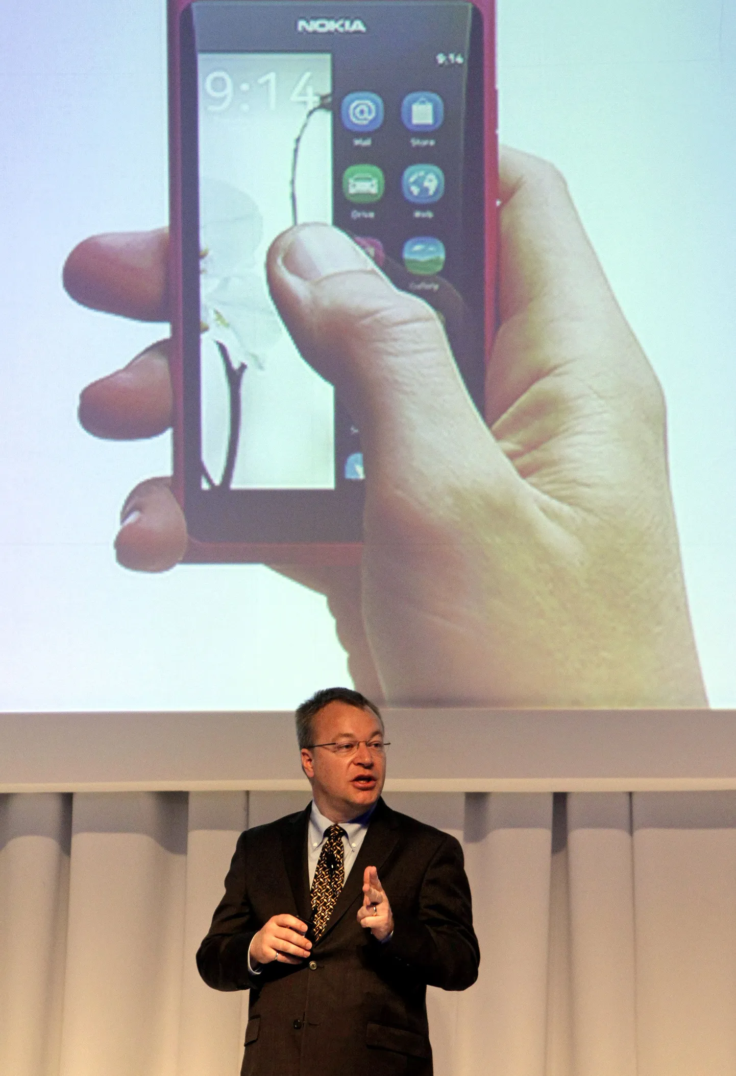 Nokia juht Stephen Elop tänasel üritusel Singapuris.
