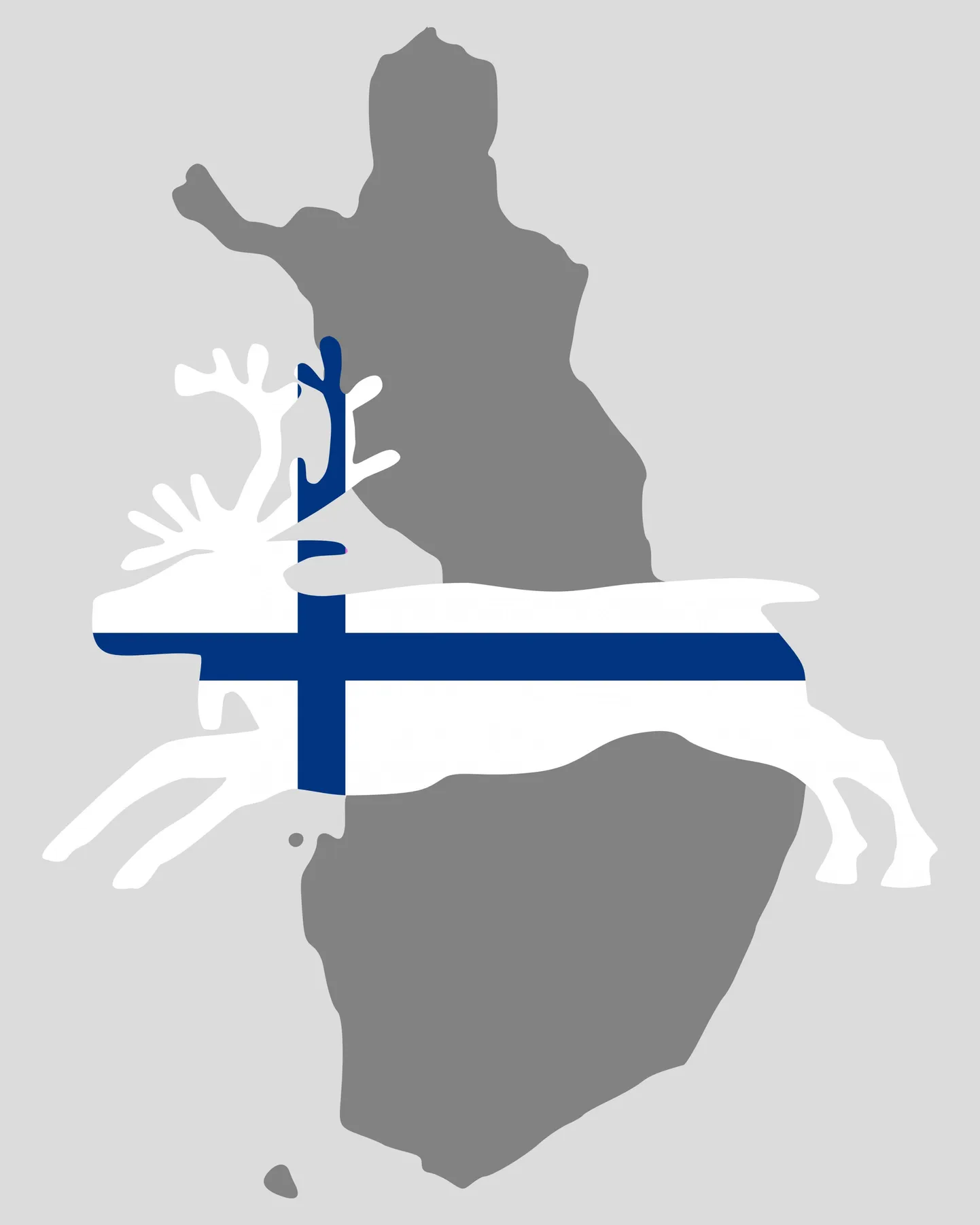 Лось в цветах флага Финляндии.