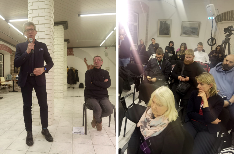 Маргус Алликмаа («Капитал культуры») и Вильяр Похомов на встрече с активными горожанами, 25 октября, Нарва.