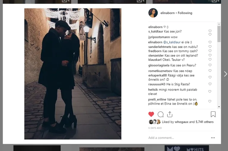 Elina salapärane pilt pani fännid ja sõbrad üksteise võidu pakkuma, kes on noormees fotol.