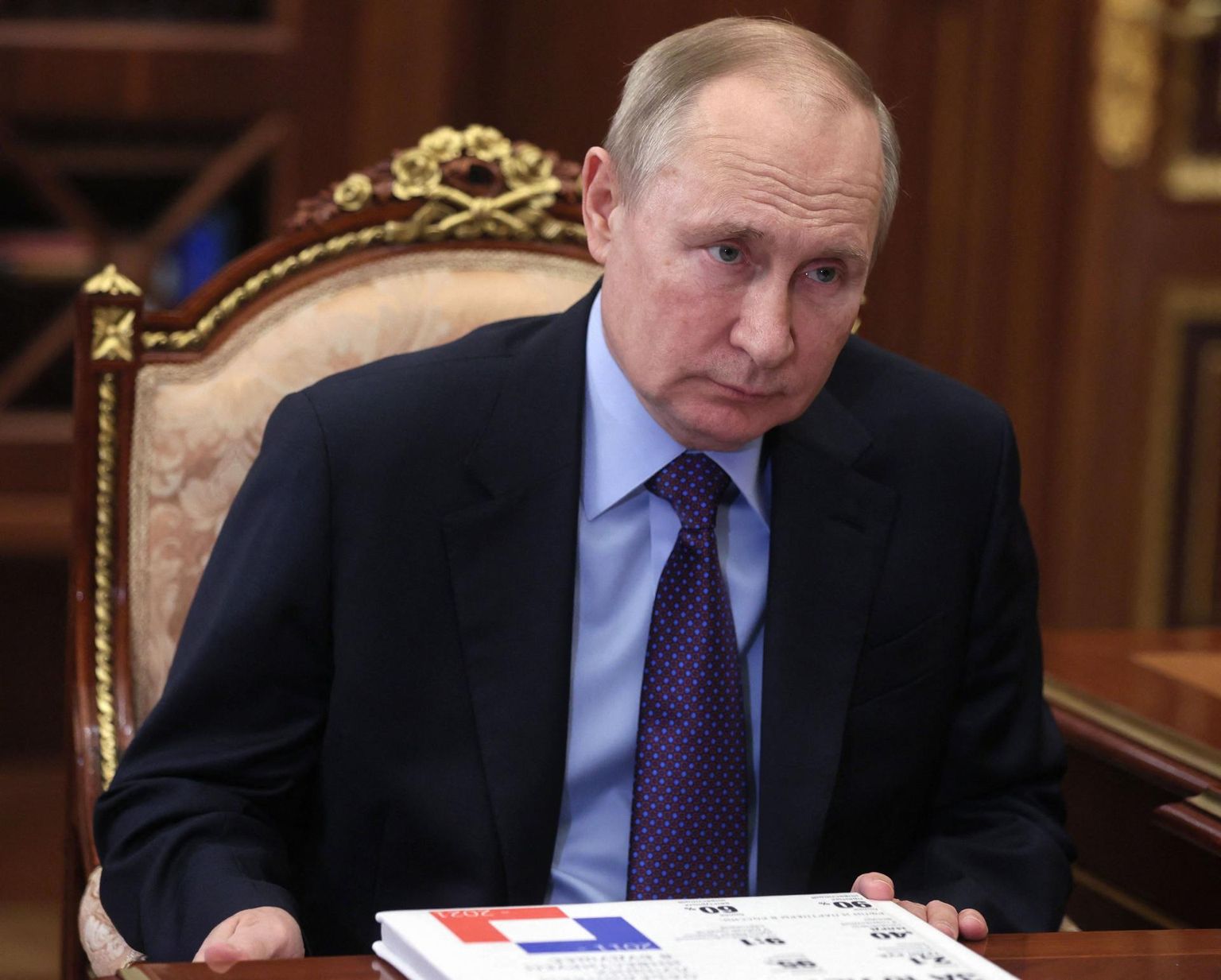 Venemaa president Vladimir Putin eile enne USA riigipea Joe Bideniga peetud telefonikõnet Kremlis kohtumisel kohalike ametnikega.
 