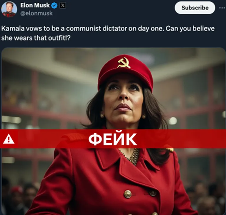 Илон Маск распространял изображение Харрис, созданное искусственным интеллектом