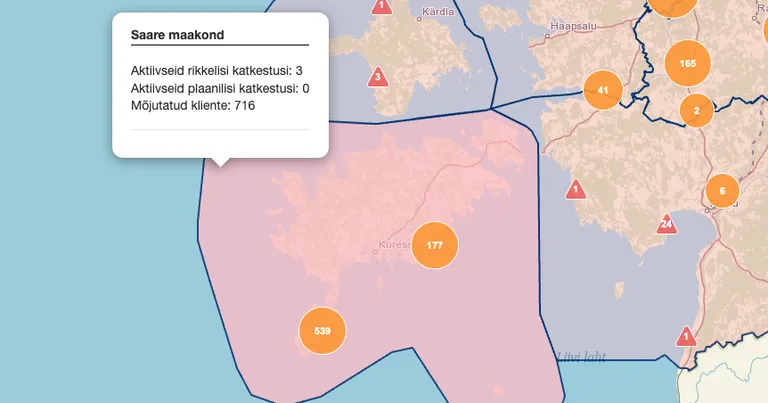 Kolmapäeva hommikul on Saare maakonnas elektrita 716 majapidamist.