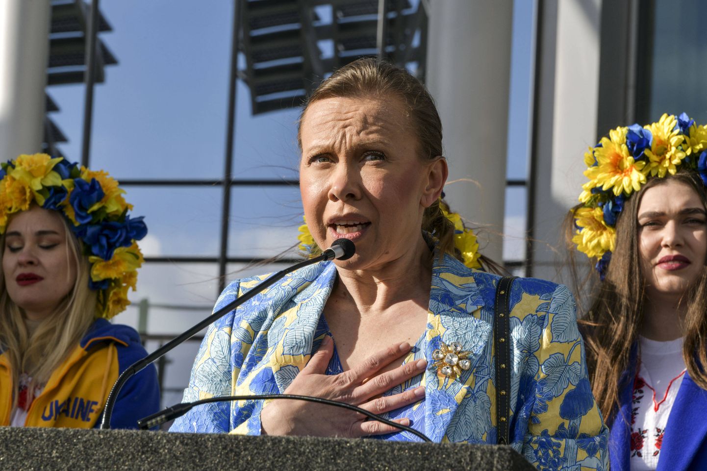 Oksana Bajul 2022. aasta märtsis Las Vegases toimunud Ukraina toetusüritusel.