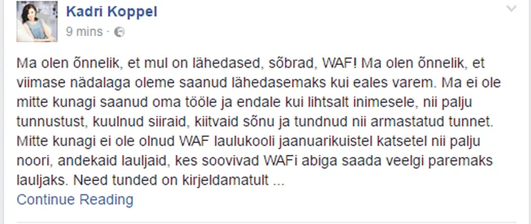 Maikeni avalik kiri Facebookis.