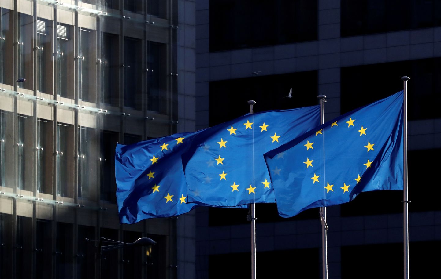 Euroopa Liidu lipud Euroopa Komisjoni hoone ees Brüsselis.