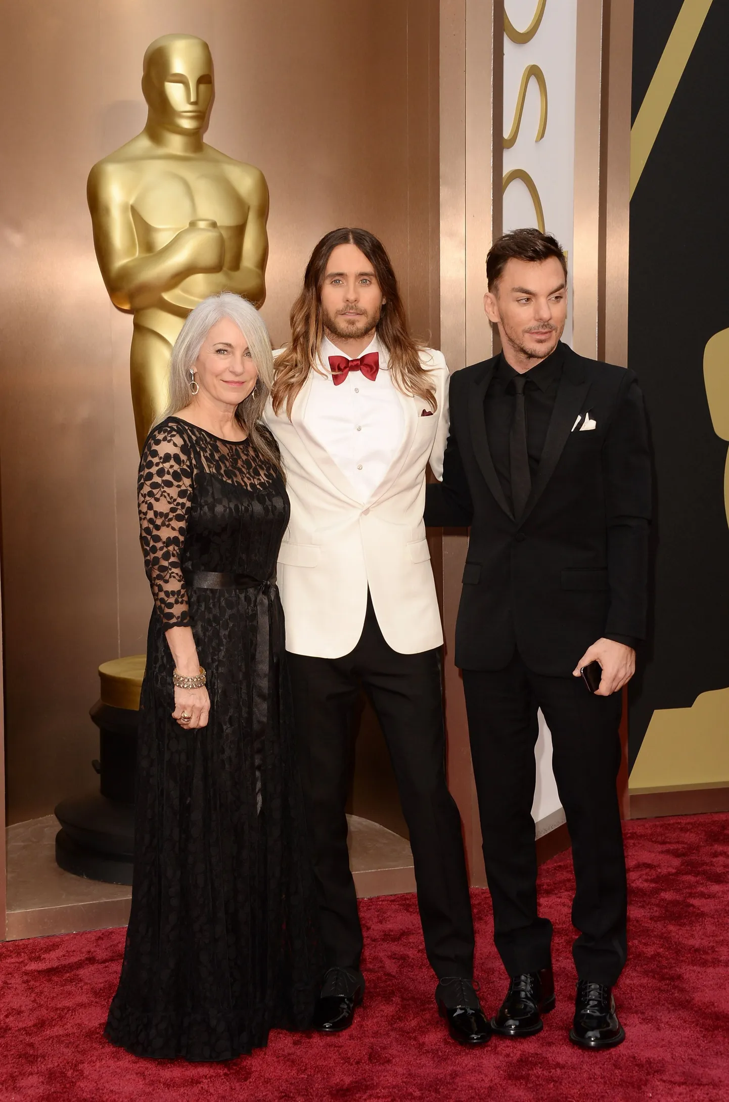 (L-R) Constance Leto, Jared Leto and Shannon Leto attend the Oscars held at Hollywood & Highland Center on March 2, 2014 in Hollywood, California.   Jason Merritt/Getty Images/AFP
== FOR NEWSPAPERS, INTERNET, TELCOS & TELEVISION USE ONLY ==