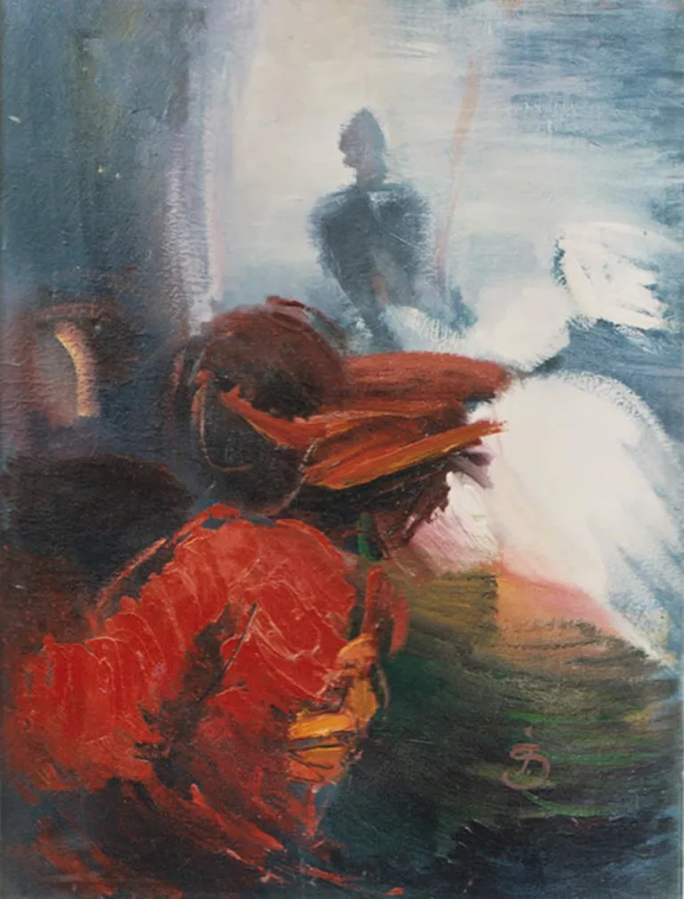 Inese Ščucka “Dancis”, 1985. Audekls, eļļa, 80x60 cm