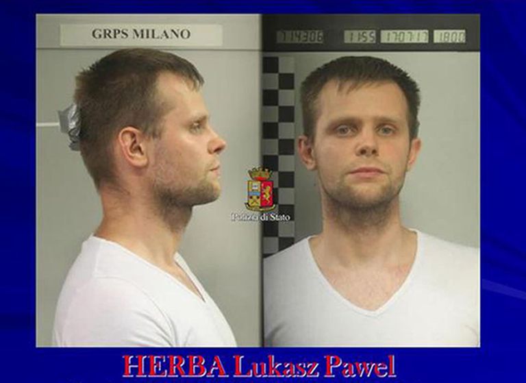 Itaalia politseifoto Poola kodakondsusega Lukasz Pawel Herbast, keda kahtlustatakse inglannast modelli röövimises
