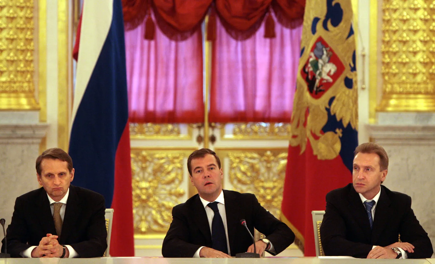 Vene Föderatsiooni president Dmitri Medvedev kohtumas suurärimeeste ja -töösturitega Moskvas.