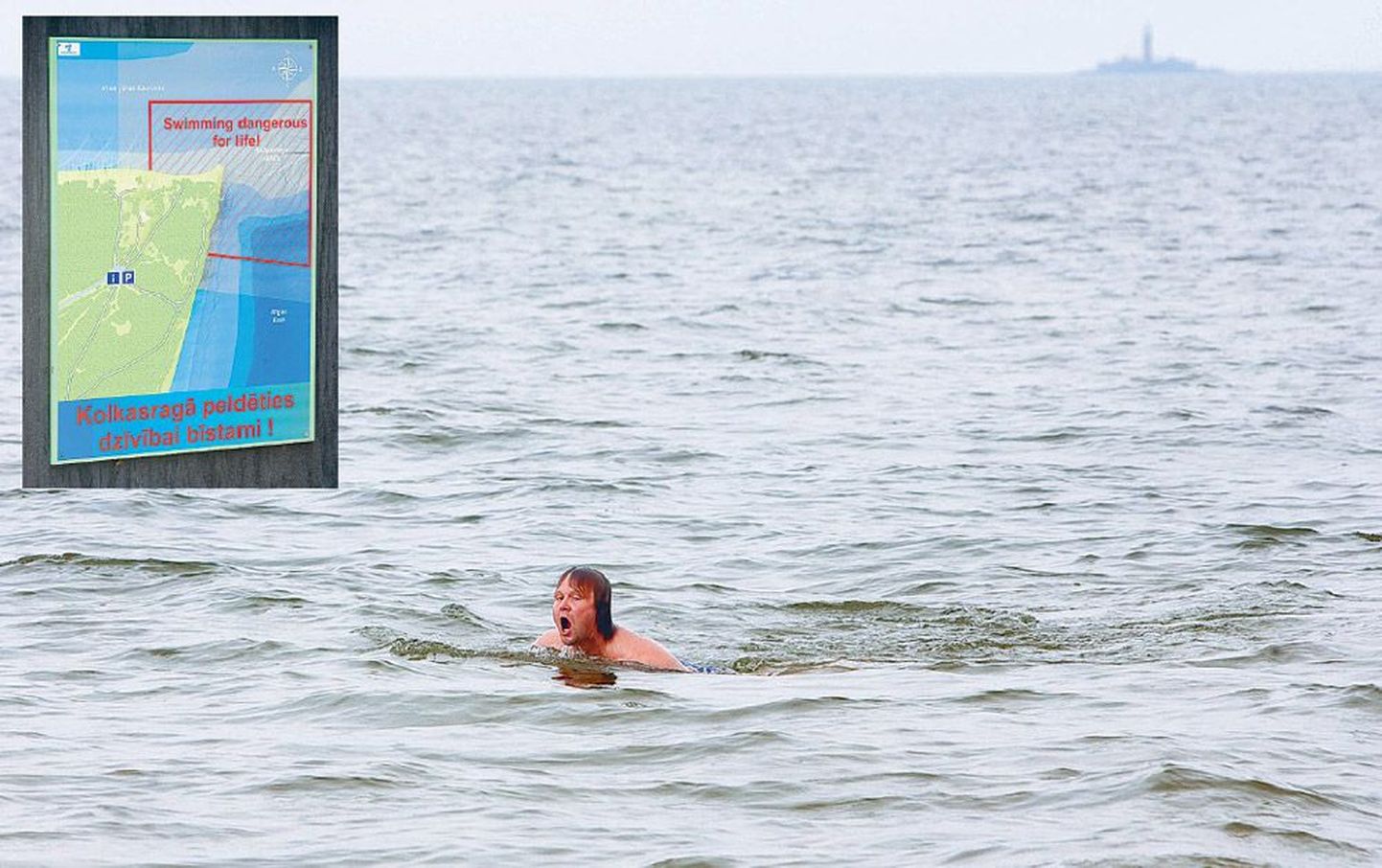 Et Liivi lahte Läänemerest eraldava Kolka neeme tipus on ujumine eluohtlik, avastas reporter Nils Niitra alles rannast lahkudes, kui hoiatussildi otsa sattus.
