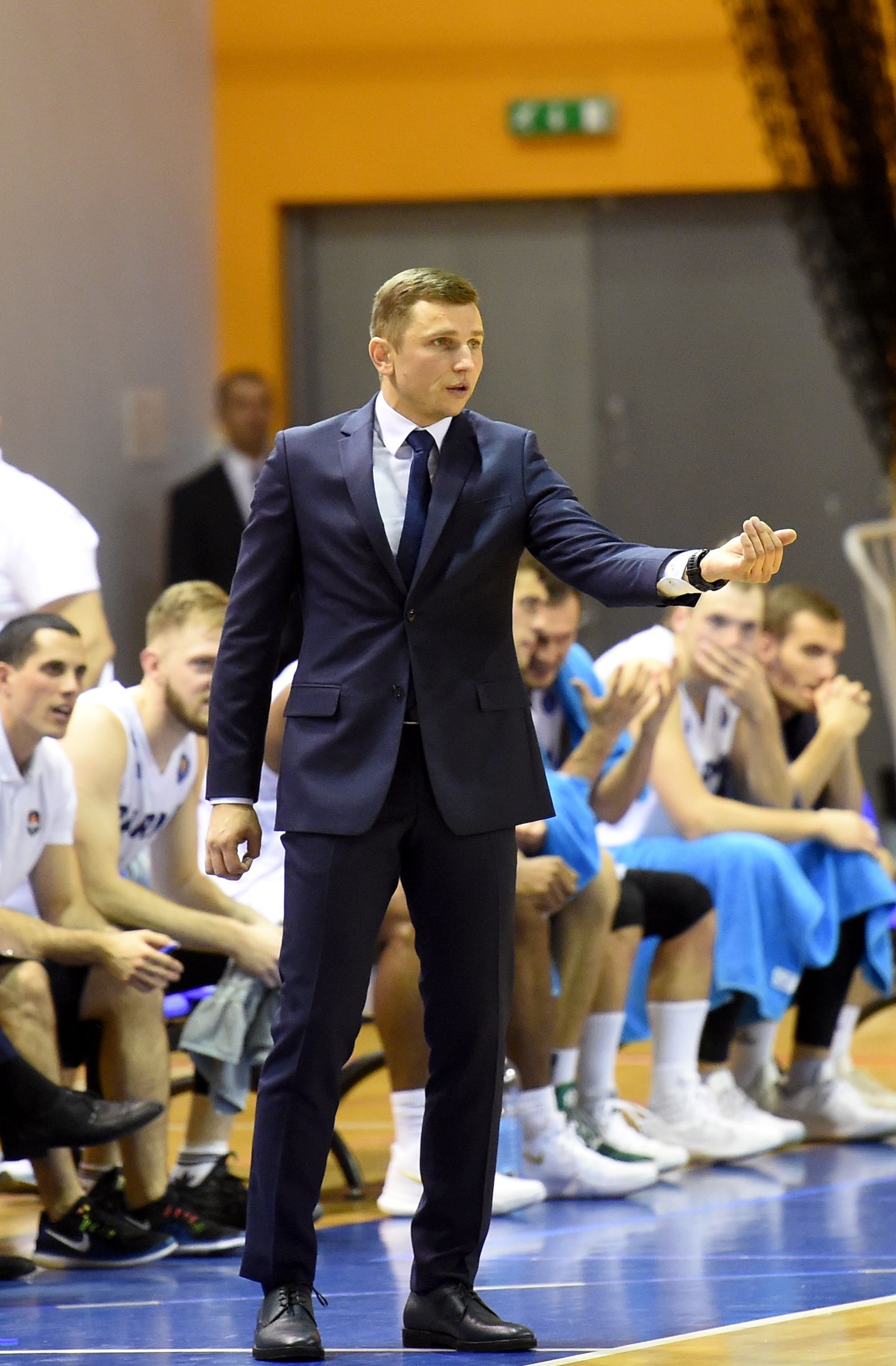 Permas "Parma" komandas galvenais treneris Nikolajs Mazurs VTB Vienotās līgas spēlē basketbolā "Elektrum" Olimpiskajā centrā, kurā tiekas "VEF Rīga" un Permas "Parma" komandas.