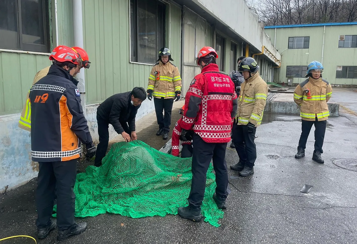 Gyeonggi-do päästjad võrku püütud jaanalinnuga.