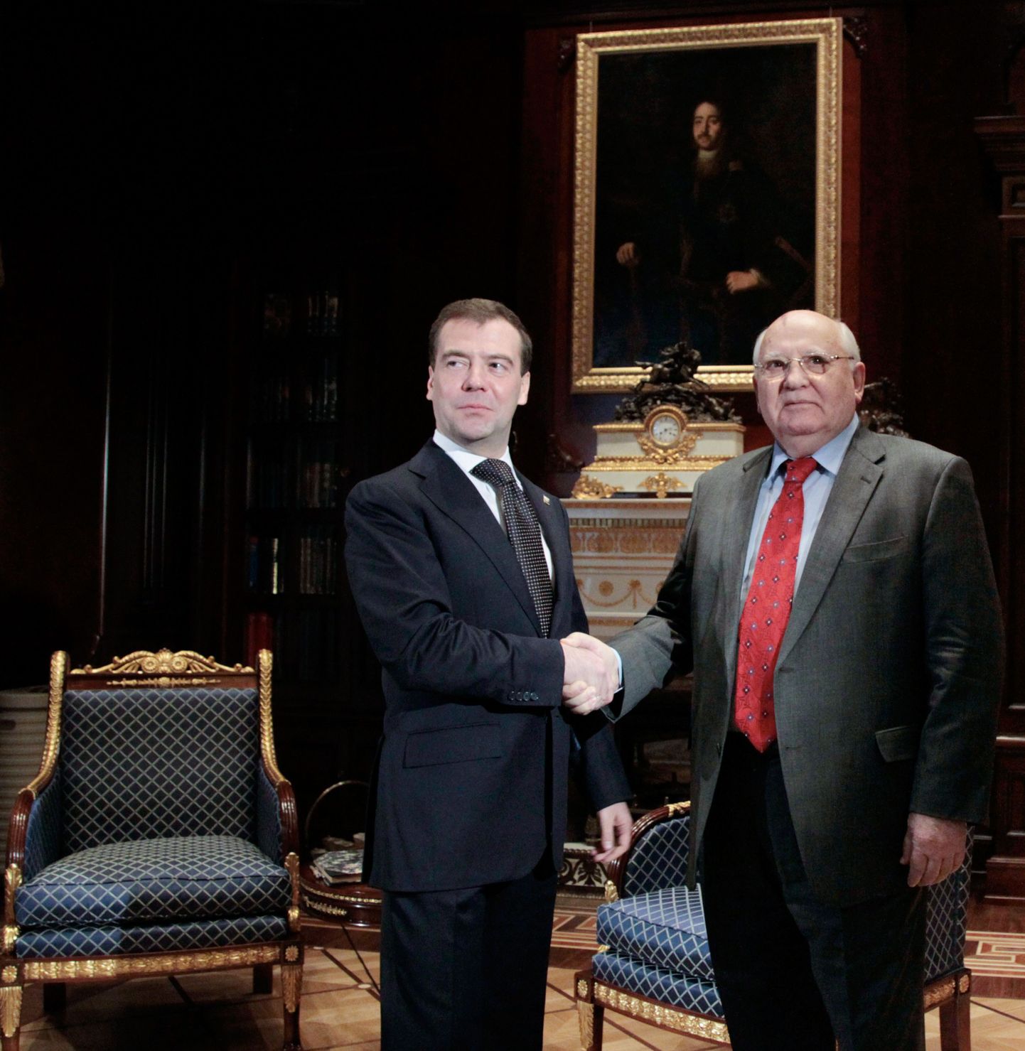 Dmitri Medvedev (vasakul) ja Mihhail Gorbatšov presidendi residentsis.