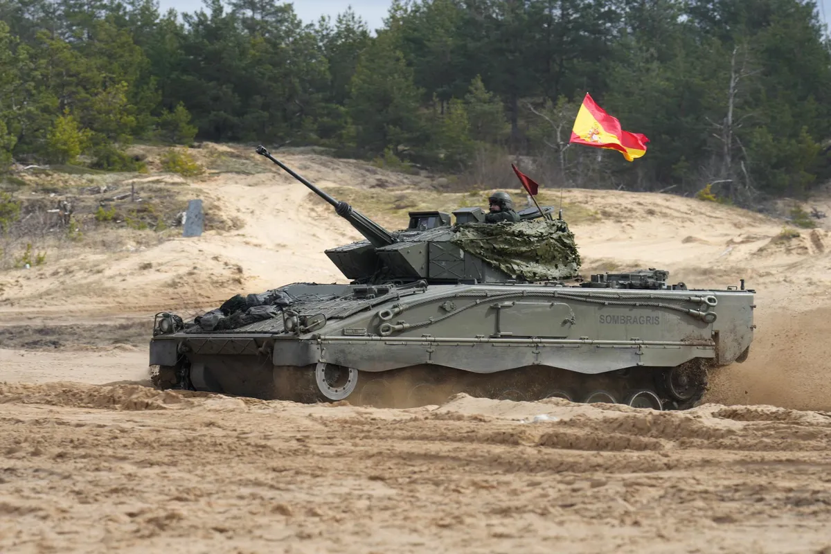 Spanish Defense Forces armoured troops in Latvia March 2023.