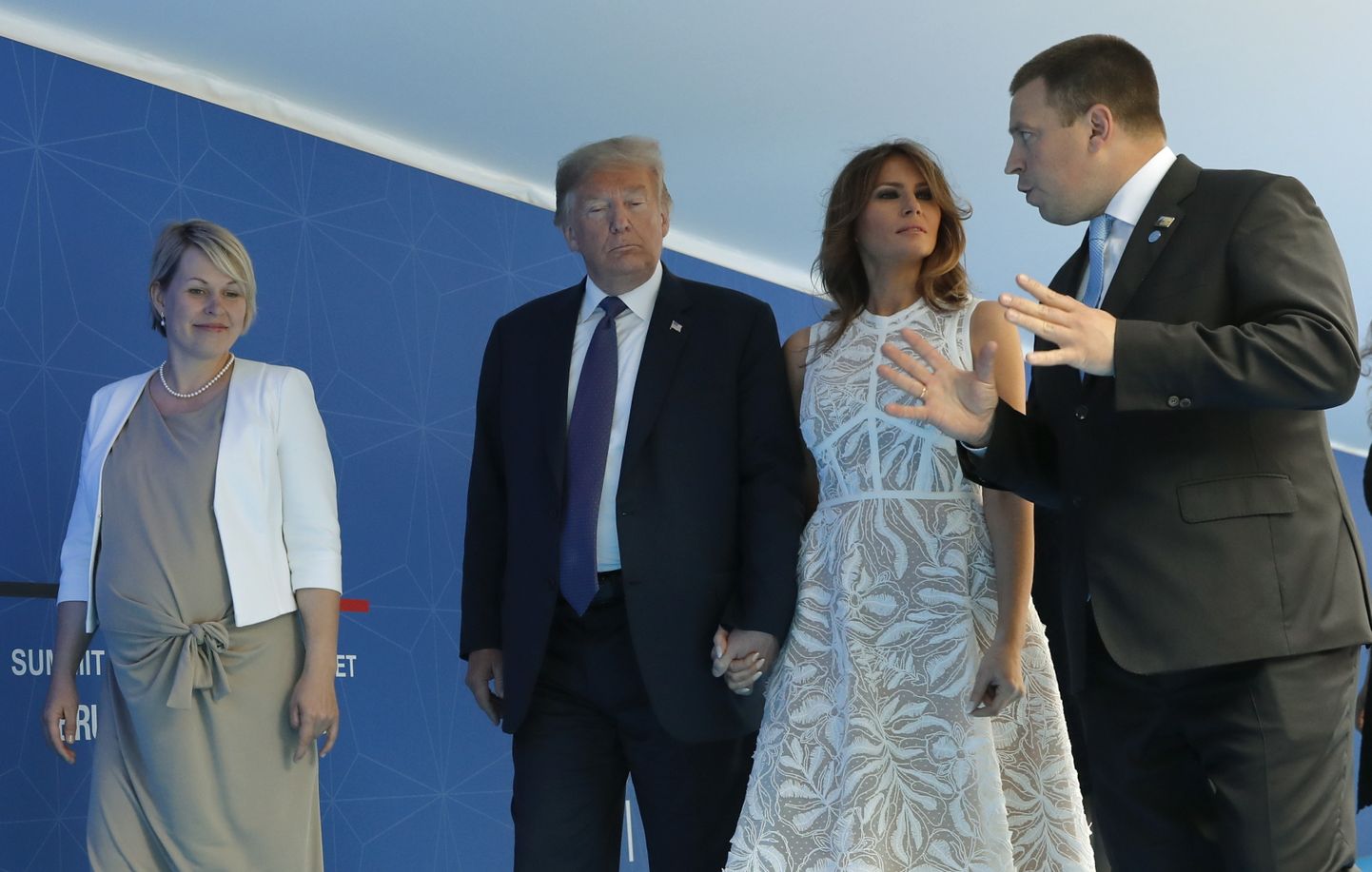 Karin Ratas, Donald Trump, Melania Trump ja Jüri Ratas mullusuvisel NATO tippkohtumisel Brüsselis.