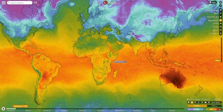 Kaart, millel on näha temperatuure maailma erinevates paikades
