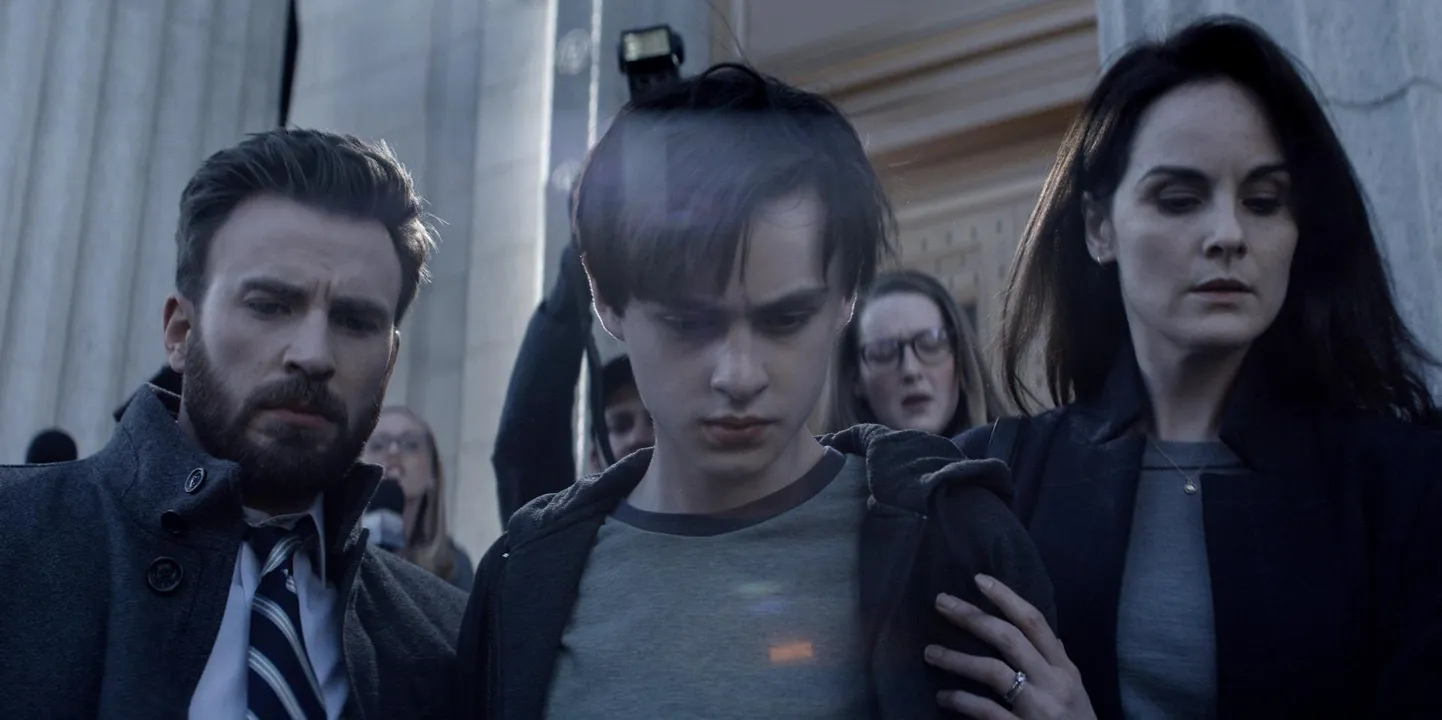 Kaks vanemat (Chris Evans ja Michelle Dockery) ja poeg (Jaeden Martell), kes võib kauaks trellide taha minna.