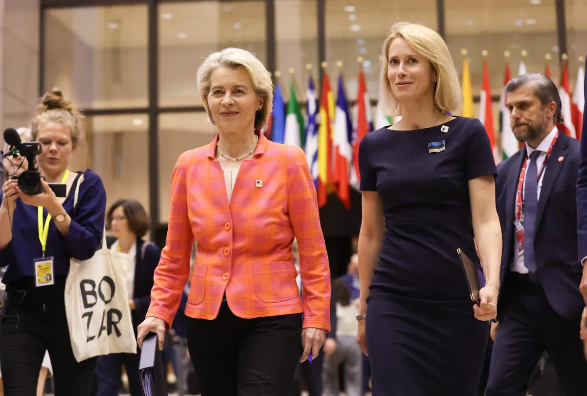 Europe's Iron Ladies President of the European Commission Ursula von der Leyen and the High Representative of the Union for Foreign Affairs and Security Policy Kaja Kallas at the European Council in Brussels on June 28.